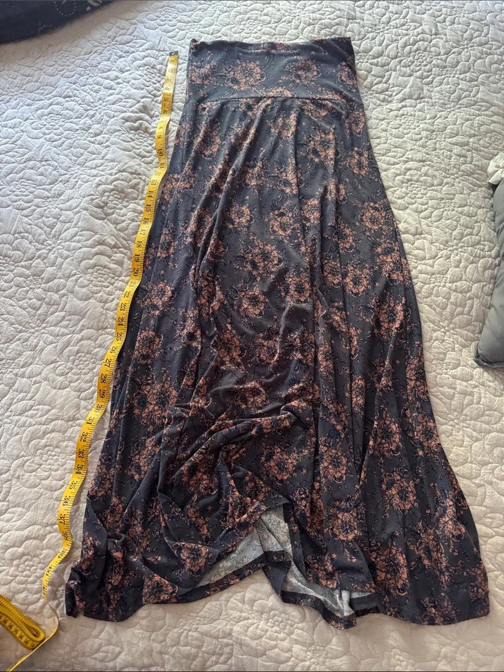 LuLaRoe Navy Maxi Skirt with Dusty Pink Floral Print